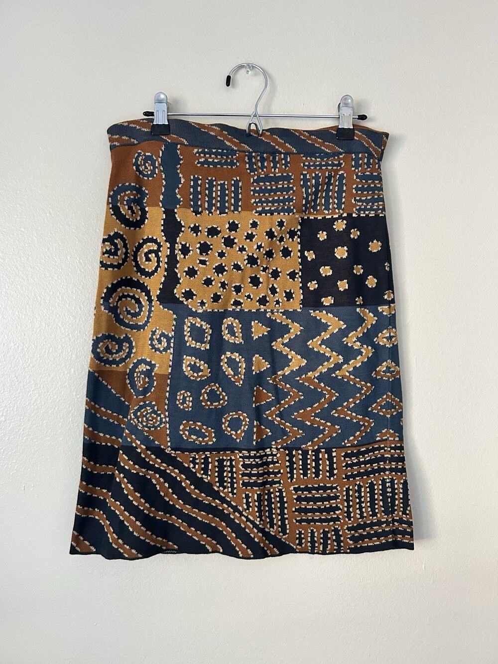 Peruvian Connection 100% Pima Cotton Knit Skirt Geometric Pattern Size XS